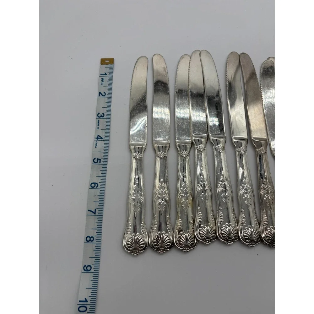 Set of 12 Silver Plated Ornate Handle Butter Knives Spreaders‎